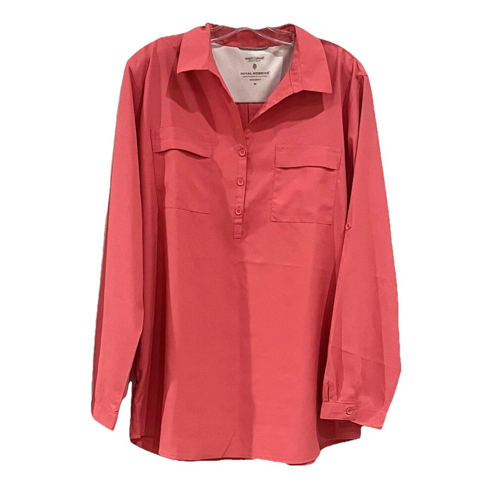 NWOT Royal Robbins Bug Barrier UPF 40+ Expedition Tunic Popover XL Coral